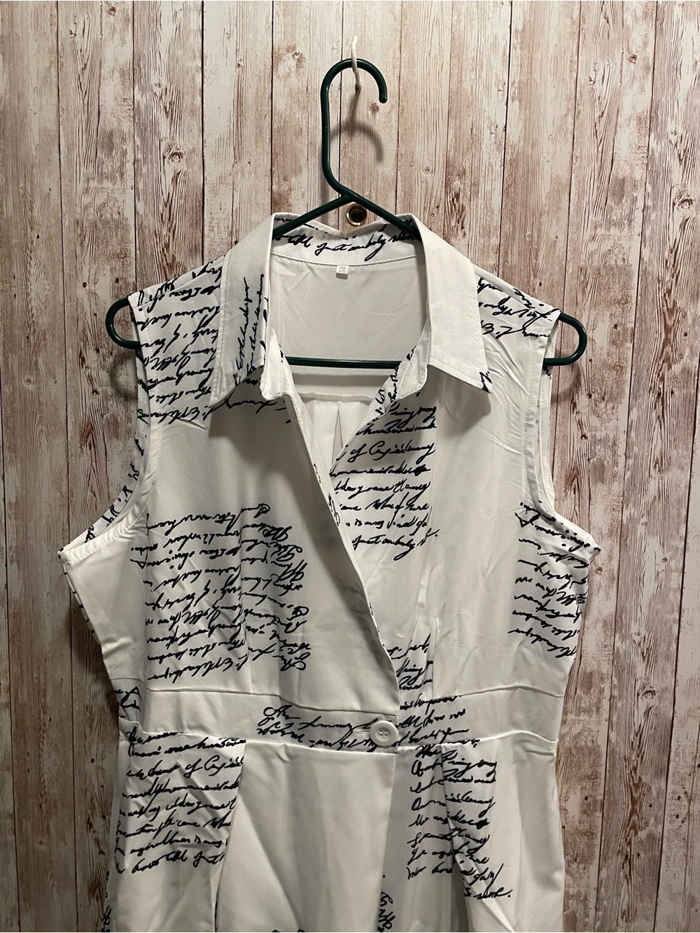 Sleeveless Maxi Dress with Script Print - White/Navy